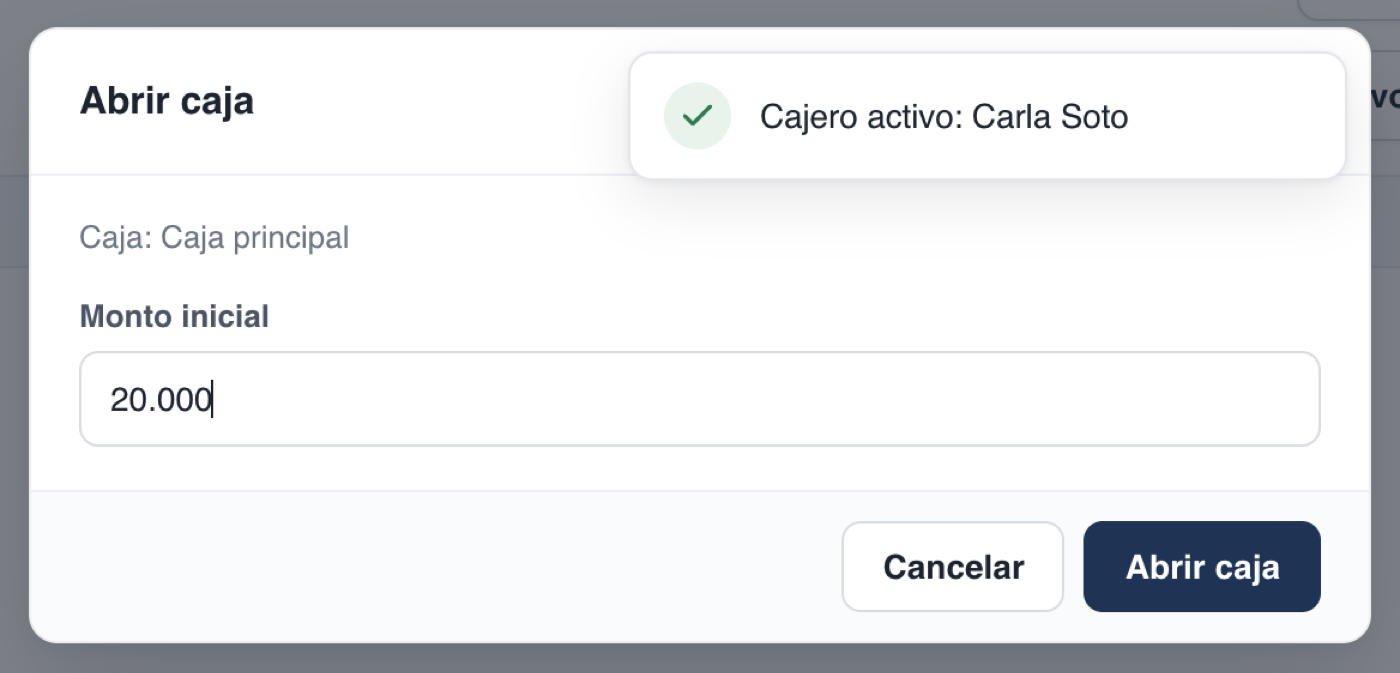 Ventana para abrir la caja con el fondo